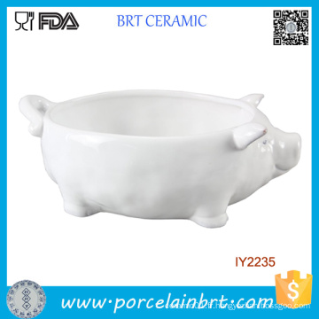 Gros blanc en céramique Porc Shape Bowl